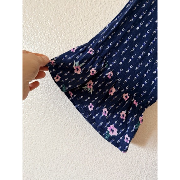 Style & Co Blue Floral Peasant Blouse PXL 3/4 Sleeve Boho Stretch Top - Picture 6 of 14